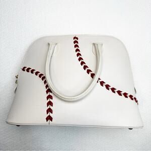 White and Red Baseball Stitch Handbag